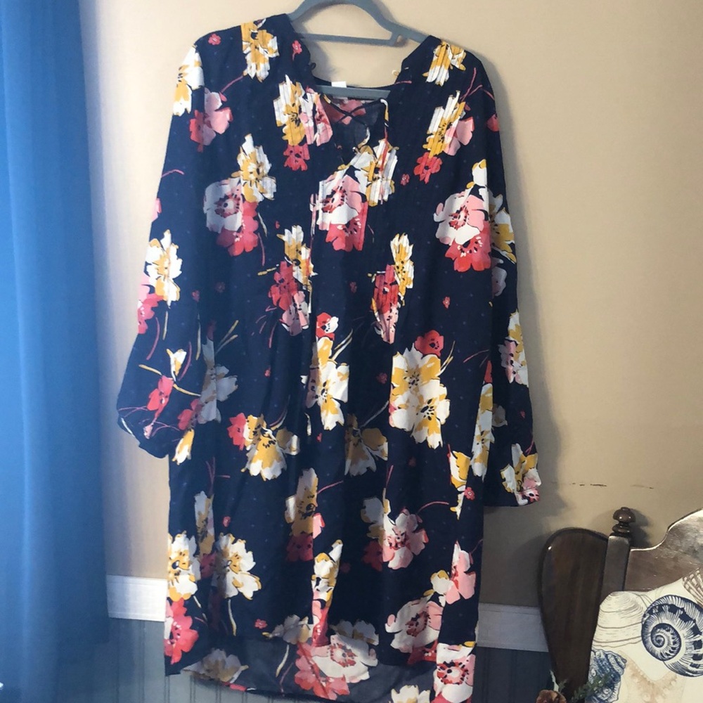 Navy cotton flower dress